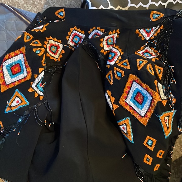 Vintage Southwest Native inspired western beaded fringe jacket black turquoise - Picture 13 of 13